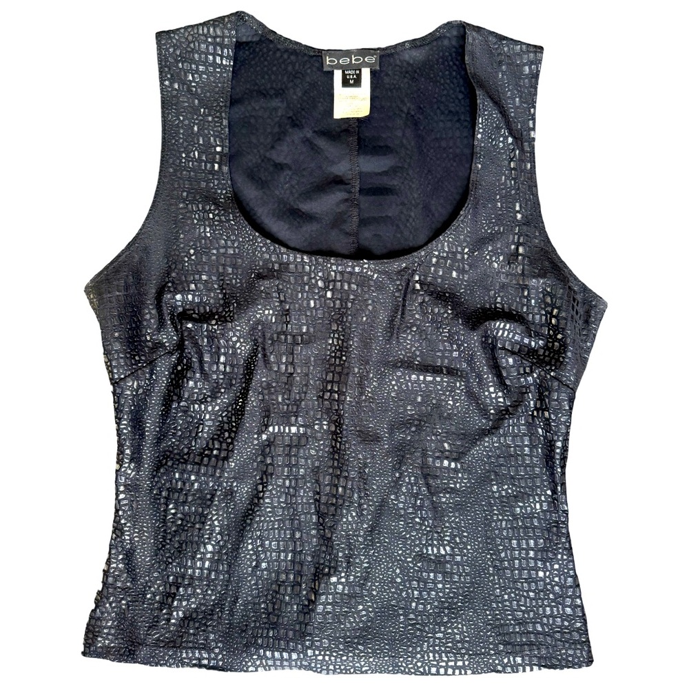Bebe Black Textured Scoop Neck Tank Top. Size Medium. Great condition!